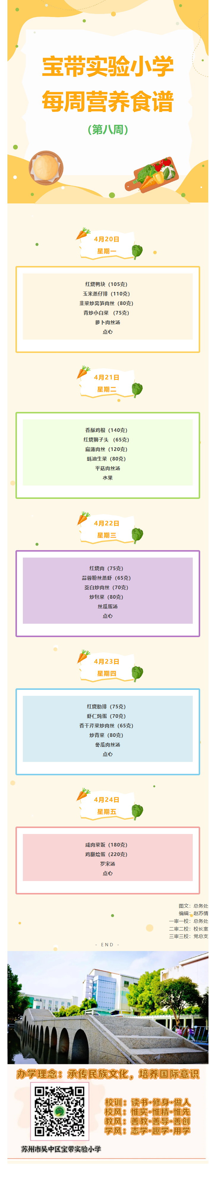10凌霄新闻台】宝带实验小学每周营养食谱 （第八周）